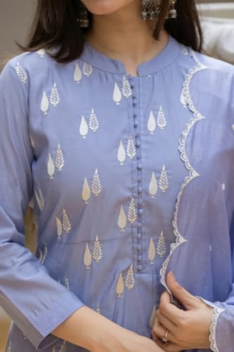 Image of SHIENZY Women's Silk Blend Kurta Pant with Dupatta Set