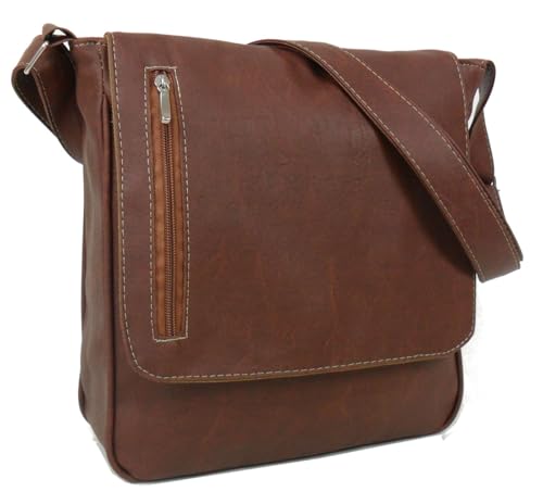 Bolsa Carteiro Pasta Transversal Em Sintético Masculina Feminina Estudante Trabalho Passeio (Caramelo)