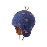 tevirP Organic Virgin Sheep Wool hat Cotton Lining Baby Kids Girl boy Bonnet Fleece 1902652 (Blue-Сa