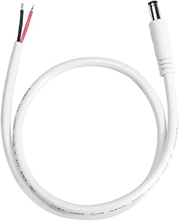 YSJJZRL White DC Male/Female 5.5 * 2.5mm to Bare Wire Open End Cable 2 Cores Power Pigtail Repair DIY (DC Male 5.5 * 2.5mm,2M)