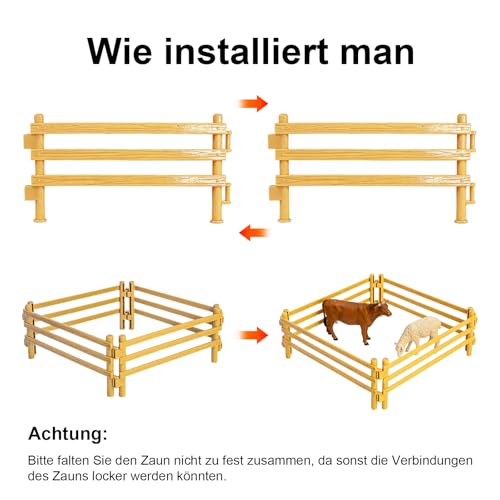 DYOUen 70 StüCk Pferdezaun Spielzeug,Weihnachten Corral Zaun Tierfiguren für Kinder,DIY Bauernhof Gartenzaun Zubehör,Mini Bauernhoftiere Dekorationsbedarf