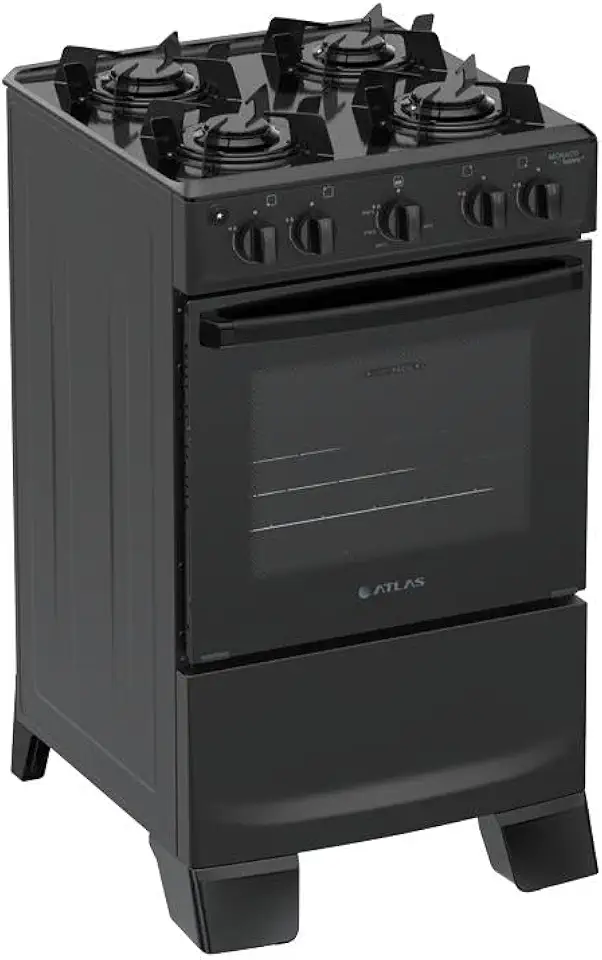 Fogão 4 Bocas Atlas Mônaco Lustro com Mesa de Aço Bivolt