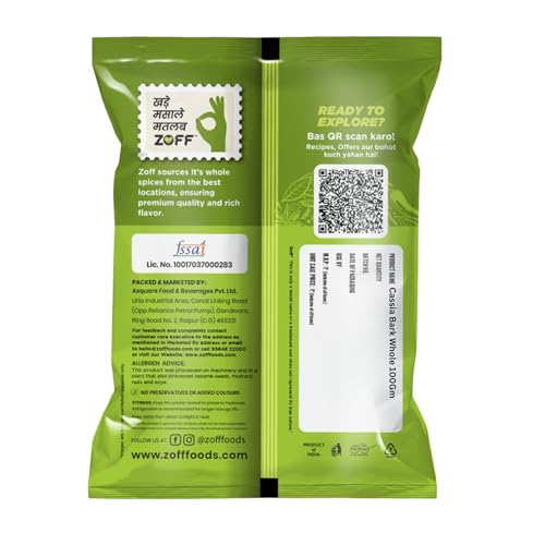 Image of Zoff Cassia Bark - Dalchini Cinnamon Stick - Dal Chini for Authentic Flavour, Aromatic Warmth - Net Weight 400g (4 * 100g) (Pack of 2)