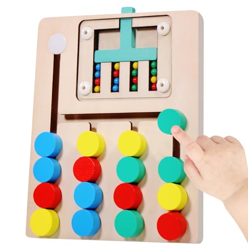 YHHYTOY Montessori Learning Toys Brain Teaser Color Slide Puzzle Matching Games, Preschool Learning Activities Road Trip Essentials, Birthday Gifts for Kids Girls Boys 3 4 5 6 Years Old (4 Color)