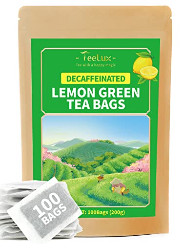 Image of TeeLux Decaf Lemon Green Tea Bags, Smooth & Refreshing Taste, 100 Count