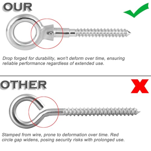 Abimars FUZE-MLS-4M10 Eye Bolts By Load Capacity 1000Lbs, 4Pcs M10 316 Stainless Steel Eye Hooks Screw In Heavy Duty thumb #3