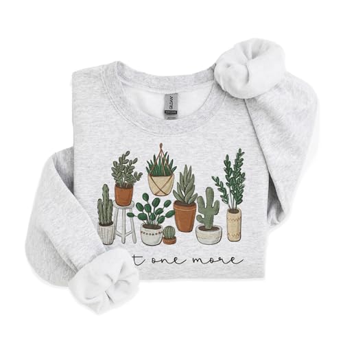 Plant Lover Sweatshirt, Just One More Plant Sweater, Indoor Plant Gardening Life Gift For Mama, Unisex Crewneck Botanical Sweatshirt Sand3