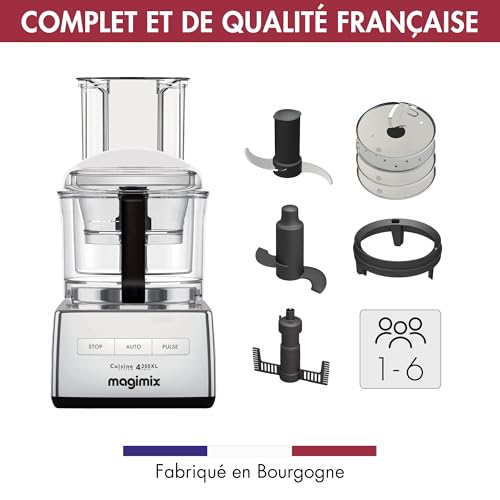 Magimix Robot de Cuisine Multifonction 3L- CS 4200 XL –Hachoir, Blender, Presse-Agrumes, Bol XL – Chrome Brillant – Image 3