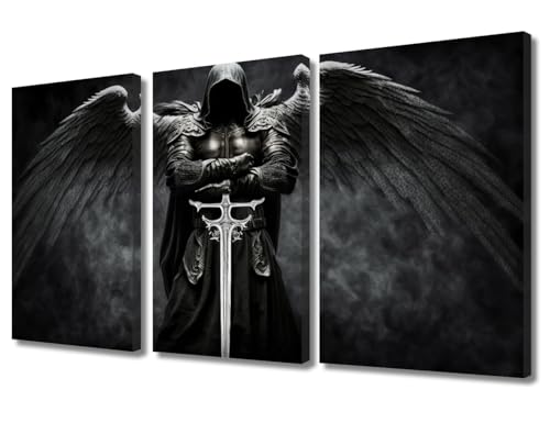 Impression sur toile ange guerrier noir grand format 91,4 x 61 cm pour salon