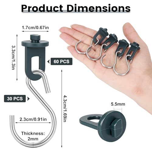 MIHURO 60 Gewächshausclips + 30 S Haken Edelstahl, Robust und Langlebig Gewächshaus Zubehör, Wintergarten Pflanzenhaken,Aufhänger für Wintergarten für Pflanzenkörbe, Rankhilfe & Werkzeuge