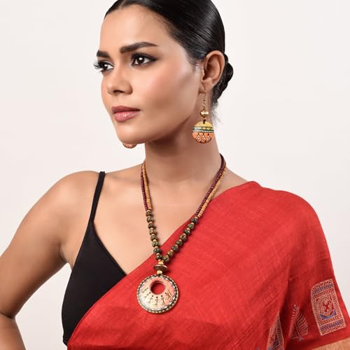 Image of AAKRITI ART CREATIONS Handcrafted Women's Jewelry Set - Elegant Ethnic Necklace and Earrings, Statement Fashion Accessories for Parties & Festivals