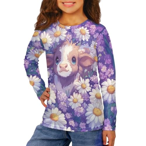 Image of Long Sleeve Shirts for Girls Winter Tops 3-16t Cartoon T Shirts for Fall Clothes