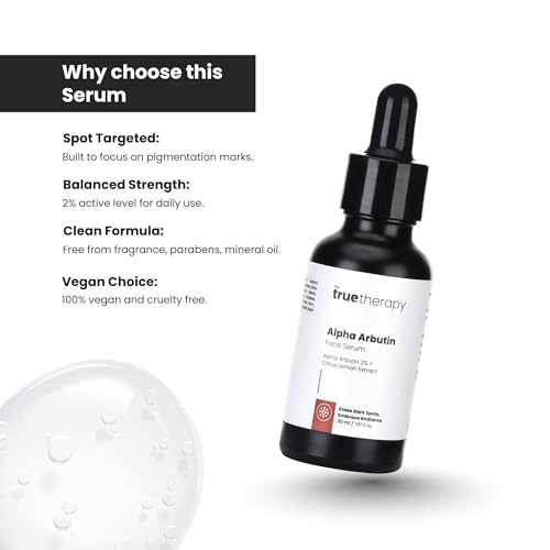 Image of The True Therapy 2% Alpha Arbutin Serum - Helps Reduce Pigmentation, Dark Spots, Blemishes, Acne Marks & Tanning - Citrus Limon Extract - 30 ml