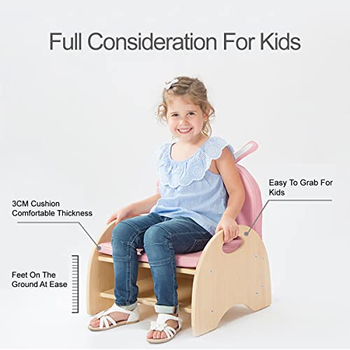 Krand Kids Solid Wood Cartoon Chair Sofa With Storage Chest And Back Pocket Multi-Purpose Kids Upholstered Chair Perfect Match To All Kids Table Removable Soft Cushion (Frog) #TOP4