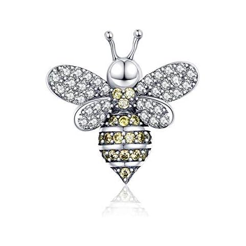 Spacer Charms 925 Sterling Silver Clip Charm Stopper Beads Silicone Positioning Charm fit Fashion 3mm Pandora Charms Bracelet & Necklace (Bee Spacer) Cover