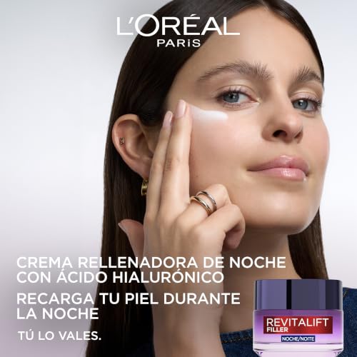 Miniatura 2 de L Oréal Paris Revitalift Filler Crema De Noche Revitalizante, Antiarrugas Y Volumen, Anti-Edad, Con Ácido Hialurónico, 50 Ml