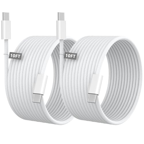 [Apple MFi Certified] iPhone 17 16 15 Charger Cord 10 FT, 2 Pack 60W USB C to USB C Charging Cable Cord Long for iPhone 17/17 Pro/17 Pro Max/Air/16/16 Pro/16 Pro Max/15/15 Pro Max, iPad Pro, White