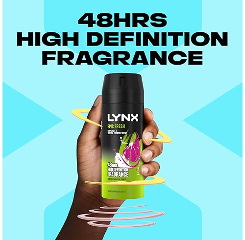 Lynx Epic Fresh grapefruit & tropical pineapple deodorant Bodyspray 48 hours of odour-busting zinc tech 150 ml pack of 6 - Image 4