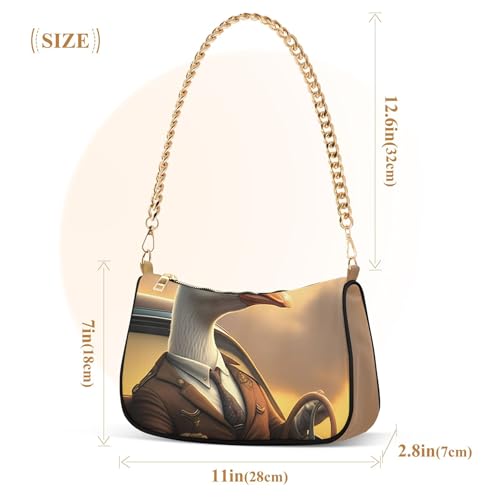 Funny Geese Aesthetic Shoulder Bag for Women Hobo Party Purse Cartoon Handbag Medium Zipper Closure3