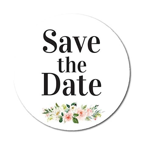 Darling Souvenir 45 Pcs Round White Rose & Peony Floral Save The Date Wedding Stickers-1.6 Inches Cover