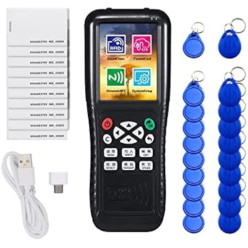 Rfid ID Card Reader Copier, IcopyX100 Rfid 125kHz ID Card Copier New Rfid Duplicator NFC Key Writer with Writable T5577 RFID Cards and Key Fob Tags Handheld RFID Reader for Door Access Control