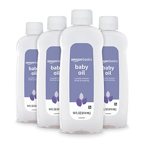 Amazon Basics Baby Oil, Lavender Scented, 14 Fl Oz (Pack of 4) (Previously...