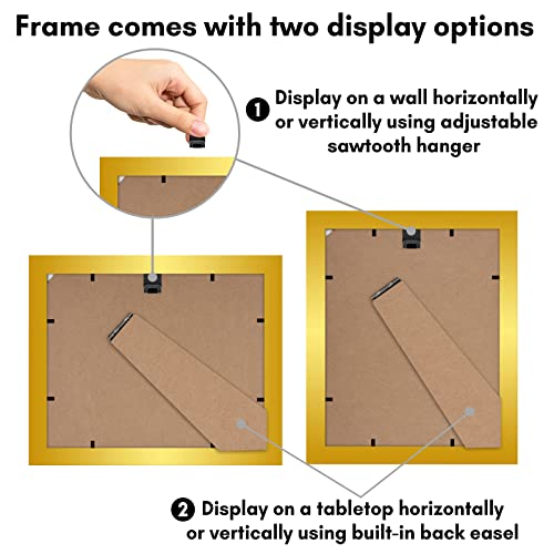 Americanflat 8X10 Gold Picture Frame - Displays 5X7 With Mat And 8X10 Frame Without Mat - Gold Frames In Horizontal And Vertical Formats For Wall And Tabletop - Composite Wood With Polished Glass #TOP2
