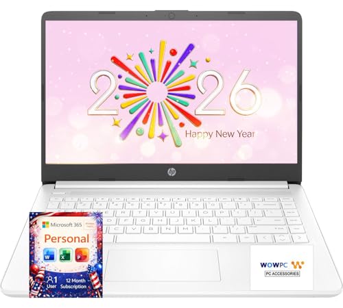 Image of HP Ultrabook Laptop with Copilot AI - 1.7TB Storage - 4GB RAM - Intel Core | Anti-Glare Display, Microsoft Office 365 Included, 1TB OneDrive + 512GB External + 192GB SSD, Windows 11 no Mouse