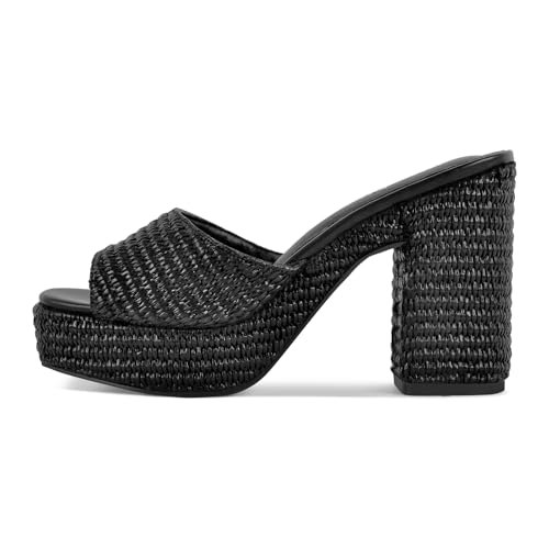 Image of Heeled Platform Sandals for Women 2025 Chunky Espadrille Wedge Summer Beach Sandals Straw Slip On Shoes