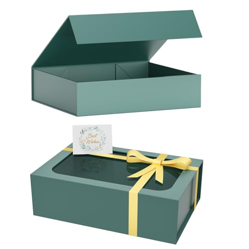 PSHVYM Gift Boxes with Lids, Gift Box for Presents Magnetic Closure for T-Shirts, Baby Clothes, Robes Clothing Gift Wrap, Groomsmen Proposal, Birthday, Christmas Contains Card, Ribbon