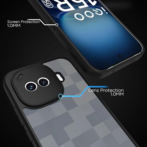 Image of RIGGEAR Shockproof Sleek Hybrid Armor Back Cover Case for iQOO 15R 5G (Smoke Black Matte PC + Black TPU Bumper)