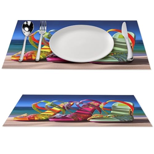 Sets de table de cuisine antidérapants 45 x 30 cm lot de 6 colorés lavables