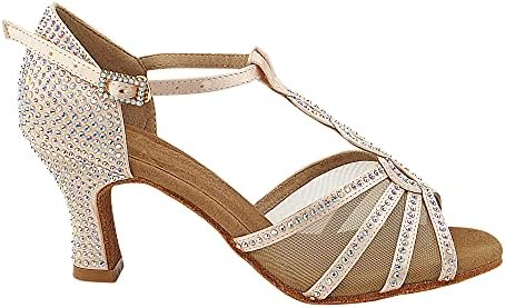 Very Fine Womens Dance Shoe Delphine Ballroom Latin Salsa Tango Cha Cha Waltz Flesh Satin 2.5" Heel 9 M | Image 3