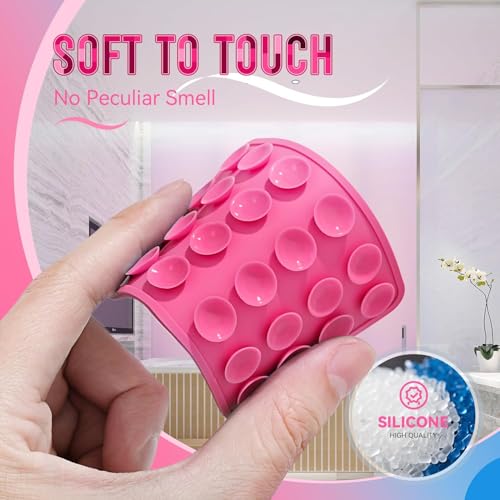 Image of CERLINK Suction Phone Case Sticker Grip Silicone Holder Mount for Hands-Free Mobile Accessory Holder Grip, Video Phone Accessory Compatible Mirror, Shower (Pink)