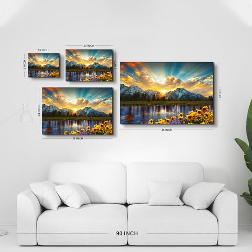 Arebolo Nature Mountain Wall Art For Living Room, Sunflower Landscape Picture Wall Decor Usa National Park Canvas Prints 12X16" thumb #5