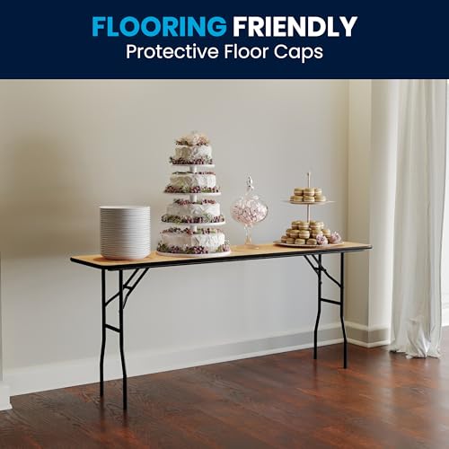 Flash Furniture YT-WTFT18X72-TBL-GG Gael 6' Wood Folding Training And Event Table, Rectangular Folding Training Table With Smooth Clear Coated Finished Top thumb #5