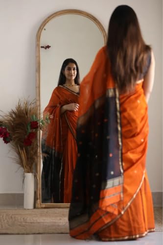 Image of SGF11 Women's Kanjivaram Soft Cotton Linen Silk Saree With Blouse Piece