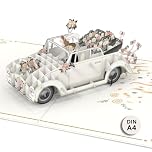 papercrush® XXL Pop-Up Wedding Card (A4 size) - Extra Large 3D Wedding Card for just married Mr and Mrs, Congratulations Card for sister in law, Money Gift for Honeymoon or for wedding fund money pot