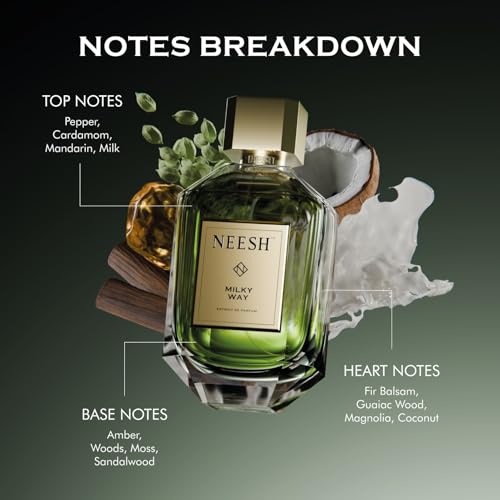 Image of NEESH Milky Way Extrait de Parfum for Men 100 ml | Mens Perfume Luxury | Luxury Perfumes | Long Lasting Mens Perfume With Gourmand Woody Fragrance & Coconut, Cardamom, Amber & Sandalwood