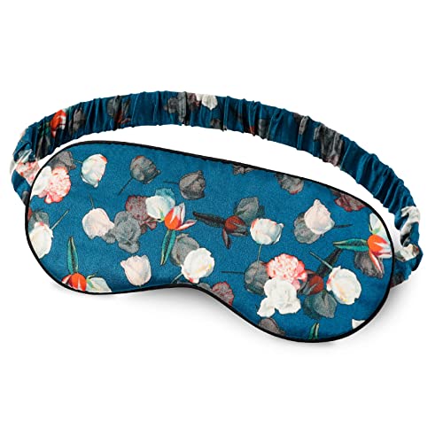 OLESILK 100% Natural Mulberry Silk Sleep Eye Mask Block Out Light, Fashion Printed Eye Mask Blindfold for Women Men Full Night Sleeping, Chic Eye Cover Eyeshade, Pattern 1