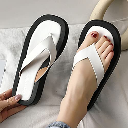 MTFBQ Flip Flop Sandals for Women Leather Platform Leather Slippers, Skidproof Lightweight Women Indoor&Outdoor Slipper Open-Toe Gym Sandy Beach Flip Flop Comfortable Soft Sandals4