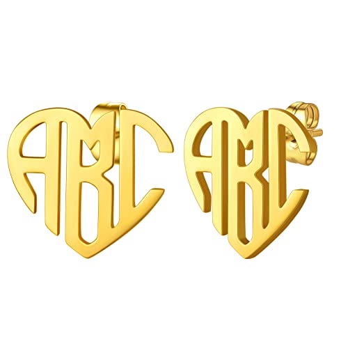 Custom4U Name Earrings Personalized for Women Stainless Steel/925 Sterling Silver/Gold Plated Custom Made Stud Earrings with Monogram Initials Letters/Nameplated Customized Jewelry (Gift Box