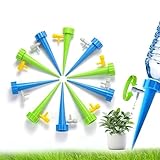 10 Pack Automatic Plant Watering Spikes – ExtraLong & Leakproof Spikes, Adjustable Flow Self Watering Spikes for Indoor Outdoor Plants, Fits Standard 1.1in Bottle Mouth, Vacation Drip Irrigation