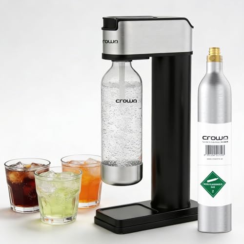 Crownline SM-454 Soda Maker 850-900ml Capacity BPA-Free PET Bottle Quick Screw Design Makes Up to 60L per Cylinder Compatible with 0.6L/425g CO2 Gas Cylinder (Not Included)