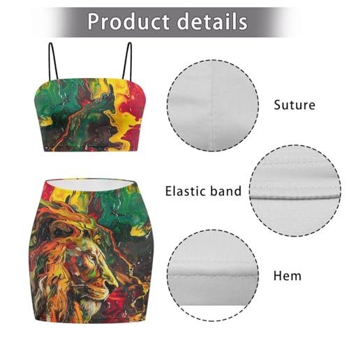 Image of 2025 Sexy Spaghetti Strap Crop Tops and Bodycon Skirt Casual 2 Piece Set S-4XL