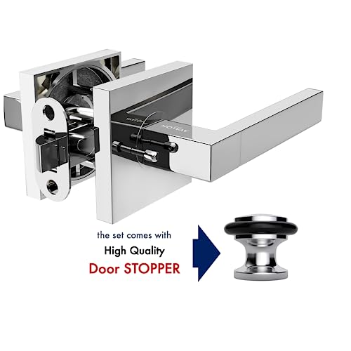 Avalon 0560 - Modern Door Handle Lever Set (Privacy/Passage) In Polished Chrome Finish (With Door Stopper) #TOP4