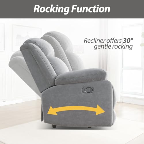 HAOMARKETS Manual Rocker Recliner, Breathable Fabric Recliner Chairs for Adults, Comfy Glider Rocking Recliner with Overstuffed Lumbar Support, Upholstered Reclining Sofa Chair for Living Room