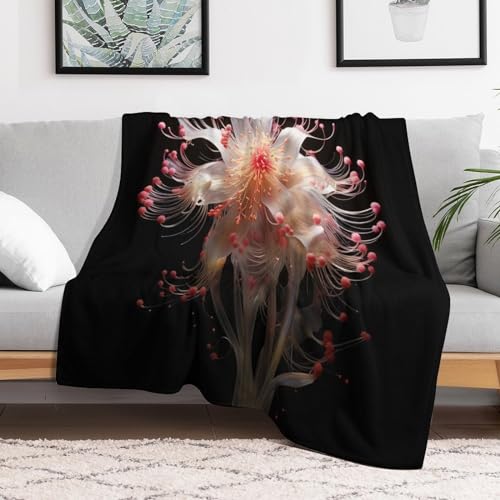 Linge de lit couverture légère en polaire de flannel fleurs 3D 180x200