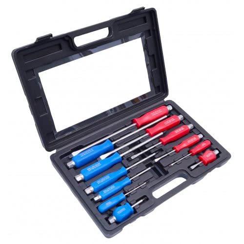 Set de Destornilladores de golpeo PLANOS y Destornilladores ESTRELLA Punta magnética con estuche de transporte, 12 Piezas