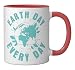 Earth Day Every Day Environmental Climate Change Activist Ceramic Mug, Red/White